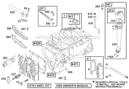 Page A Diagram and Parts List for 12D800  Briggs and Stratton Engine